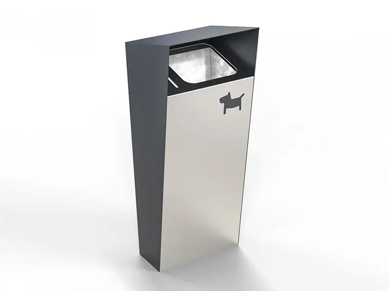Hundekotbehälter mit Metallgehäuse und Edelstahlverkleidung