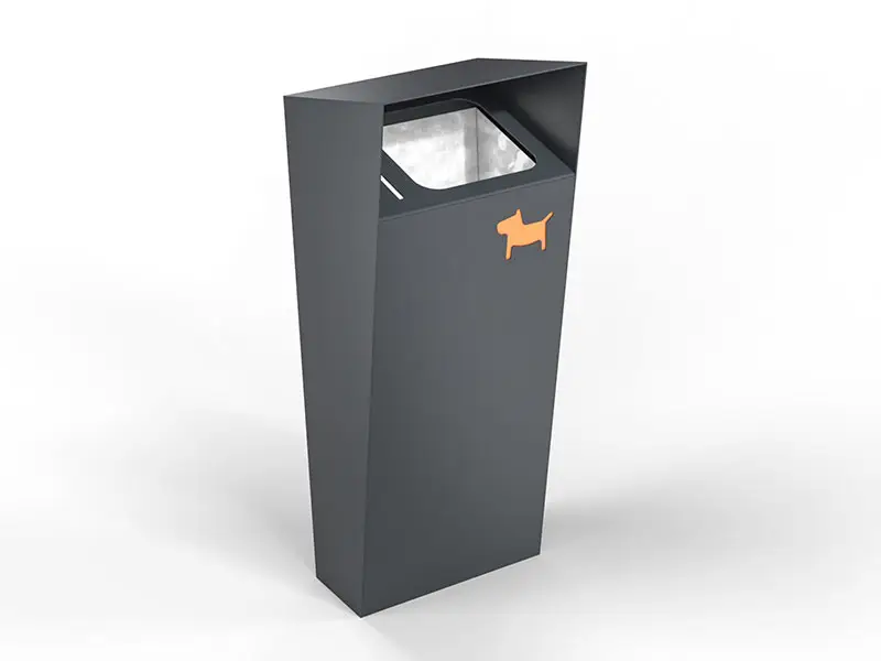 Metallbehälter für Hundekot mit Hundesymbol